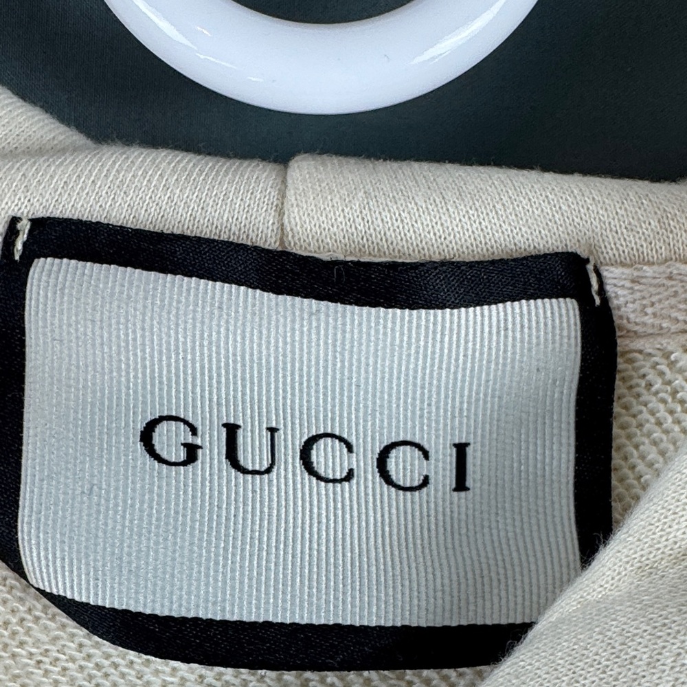 Gucci Cream Pullover Hoodie with Green and Red Stripe Logo - Picture 3 of 11